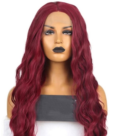 💕22” BURGUNDY LOOSE WAVE LACE-FRONT WIG *NEW*